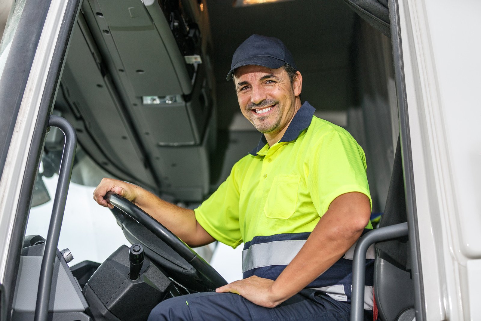 truck hire driver smiling